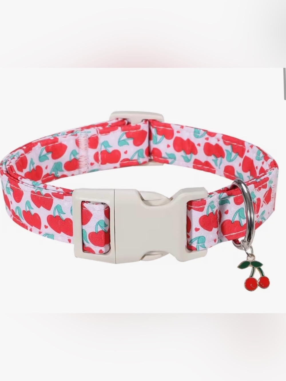 Cheery Cherry Dog Collar with charm. One left! X Small